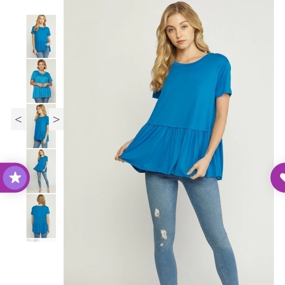 Entro short sleeve Peplum Top Blue size 1X - Picture 4 of 12
